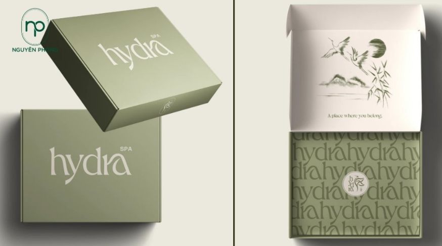 Mẫu logo thẩm mỹ viện in trên hộp giấy